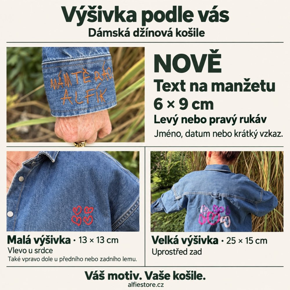 Dámská denim košile s výšivkou - Velikost: S, Barva denim košile: Světle modrý denim