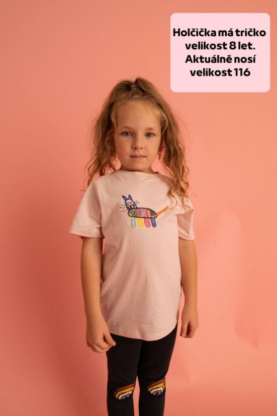Dětské tričko s výšivkou - Dětská velikost: 8 let, Barva trička: růžová