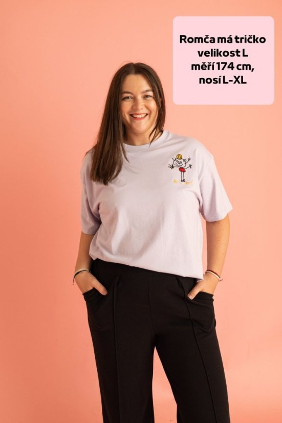 Dámské volnější tričko s výšivkou - Velikost: M, Dámské tričko (volnější): bílá