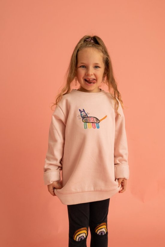 Dětská mikina s výšivkou - Dětská mikina s výšivkou: soft pink, Velikost dětské mikiny: 98-104