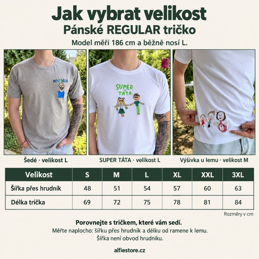 Pánské REGULAR tričko s vlastní výšivkou - Velikost: L, Pánské tričko regular: sport grey