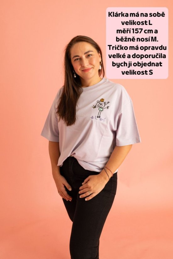 Dámské volnější tričko s výšivkou - Velikost: M, Dámské tričko (volnější): bílá