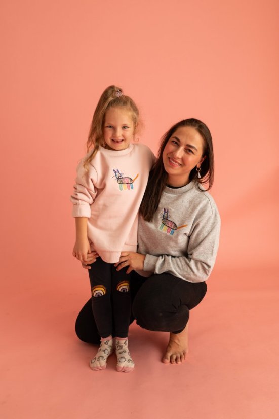 Dětská mikina s výšivkou - Dětská mikina s výšivkou: soft pink, Velikost dětské mikiny: 98-104