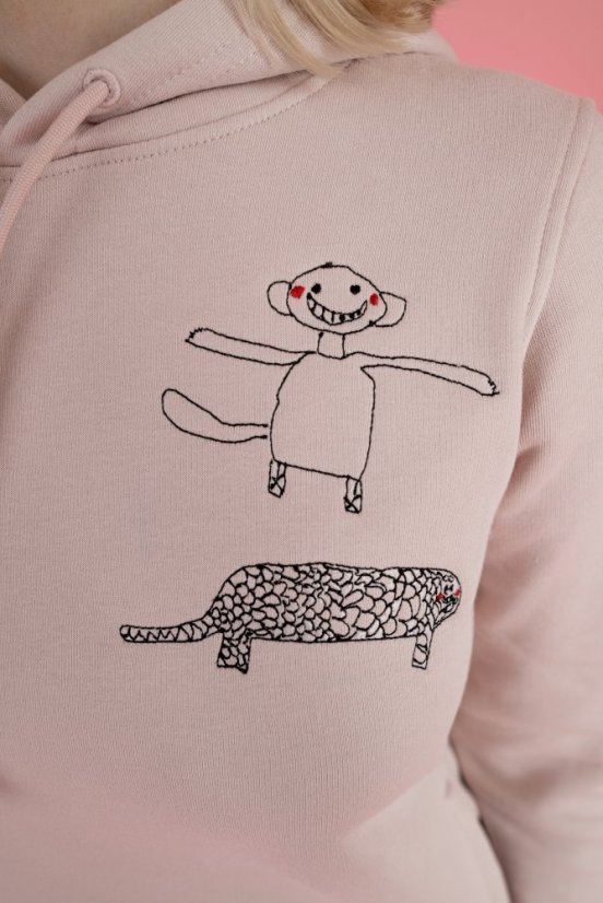 Dámská mikina s kapucí a výšivkou - Velikost: S, Barva mikiny dámská, s kapucí: soft rose