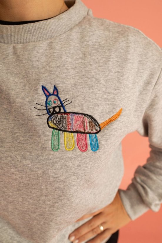 Dámská mikina s výšivkou (teplá) - Velikost: XS, Barva dámské mikiny: grey melange