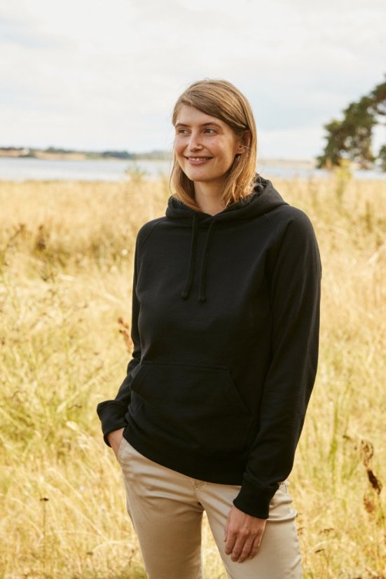 Dámská mikina s kapucí a výšivkou (klokanka) - Velikost: L, Barva mikiny s kapucí: černá