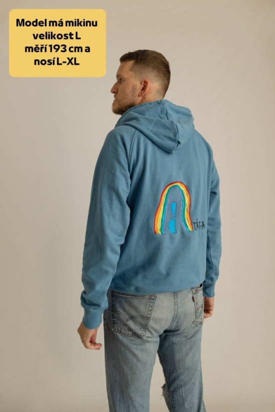 Pánská mikina s kapucí a výšivkou - Velikost: M, Barva mikiny s kapucí: námořnická modrá