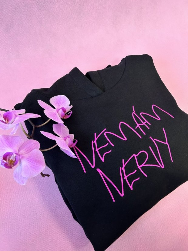 Mikina NEMÁM NERVY - Velikost: XS, Barva mikiny s kapucí: Růžová