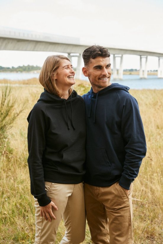 Pánská mikina s kapucí a výšivkou - Velikost: M, Barva mikiny s kapucí: námořnická modrá