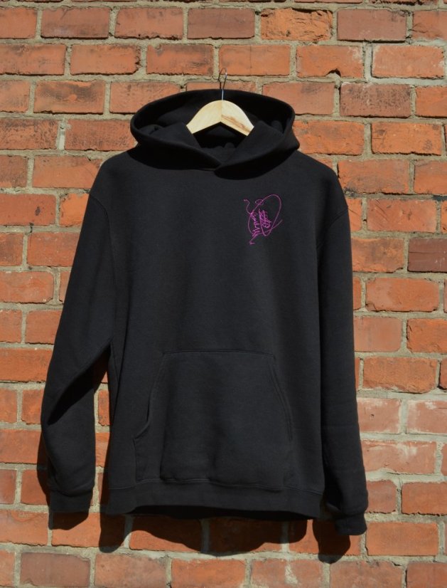 Dámská mikina s kapucí a výšivkou (klokanka) - Velikost: L, Barva mikiny s kapucí: černá