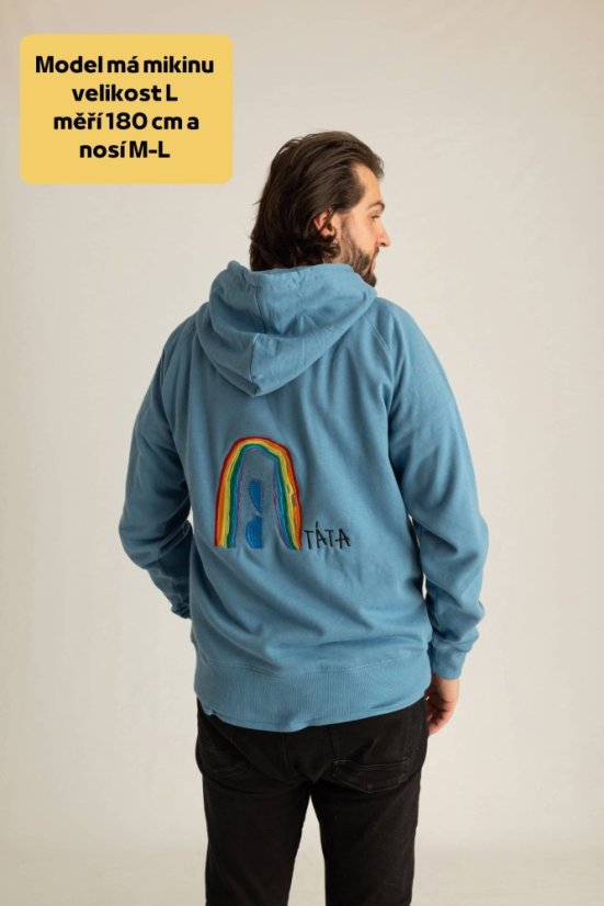 Pánská mikina s kapucí a výšivkou - Velikost: M, Barva mikiny s kapucí: námořnická modrá