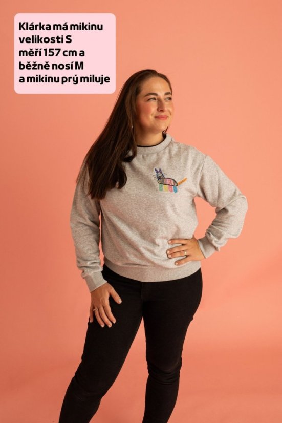 Dámská mikina s výšivkou (teplá) - Velikost: XS, Barva dámské mikiny: grey melange