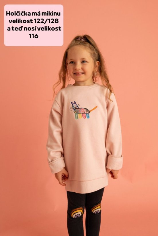 Dětská mikina s výšivkou - Dětská mikina s výšivkou: soft pink, Velikost dětské mikiny: 98-104